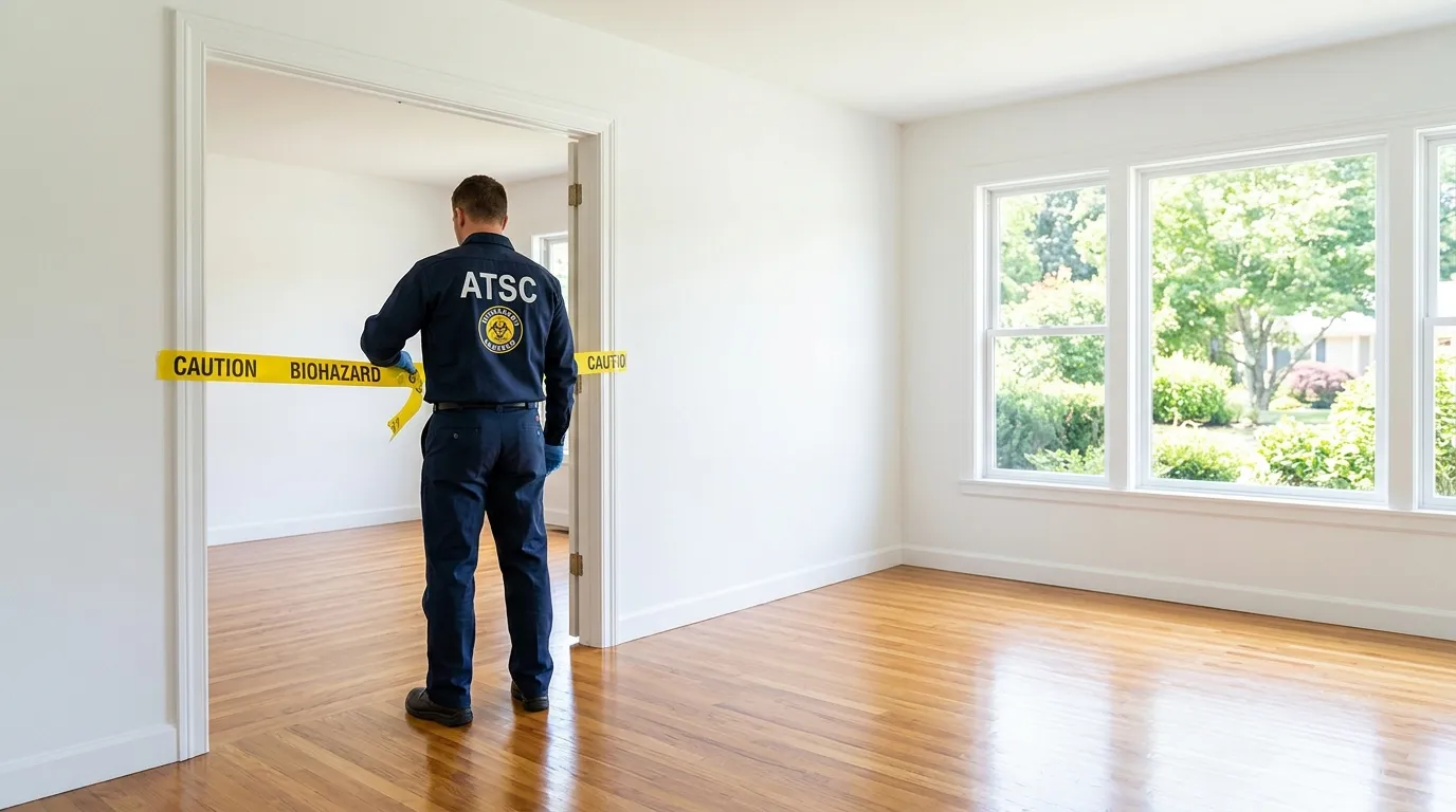 Certified biohazard cleanup crew performing Decomposition Cleanup in Larkfield-Wikiup